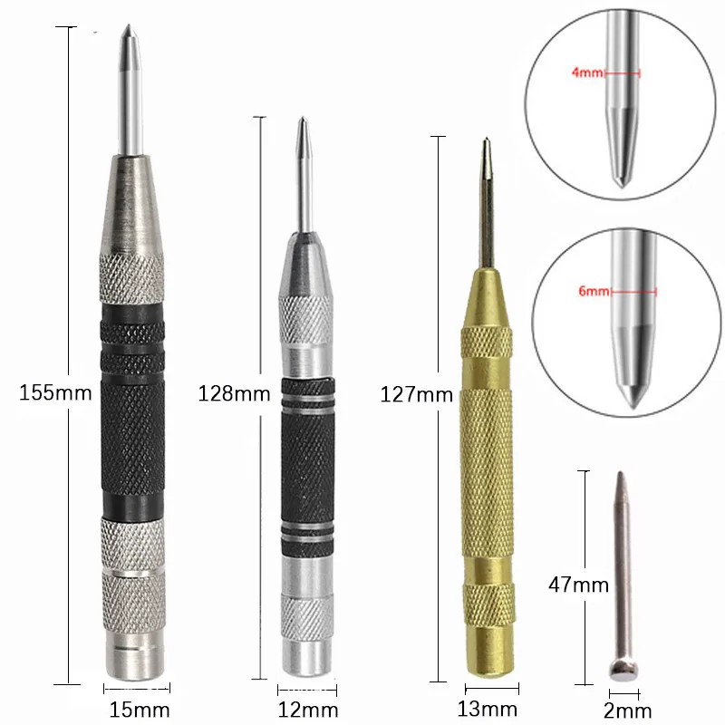 Automatic Center Punch Ally Key Kerner Mentalworking Tool Pin Locator Adjustable Spring Loaded Marker Mechanical Workshop Tools images - 6