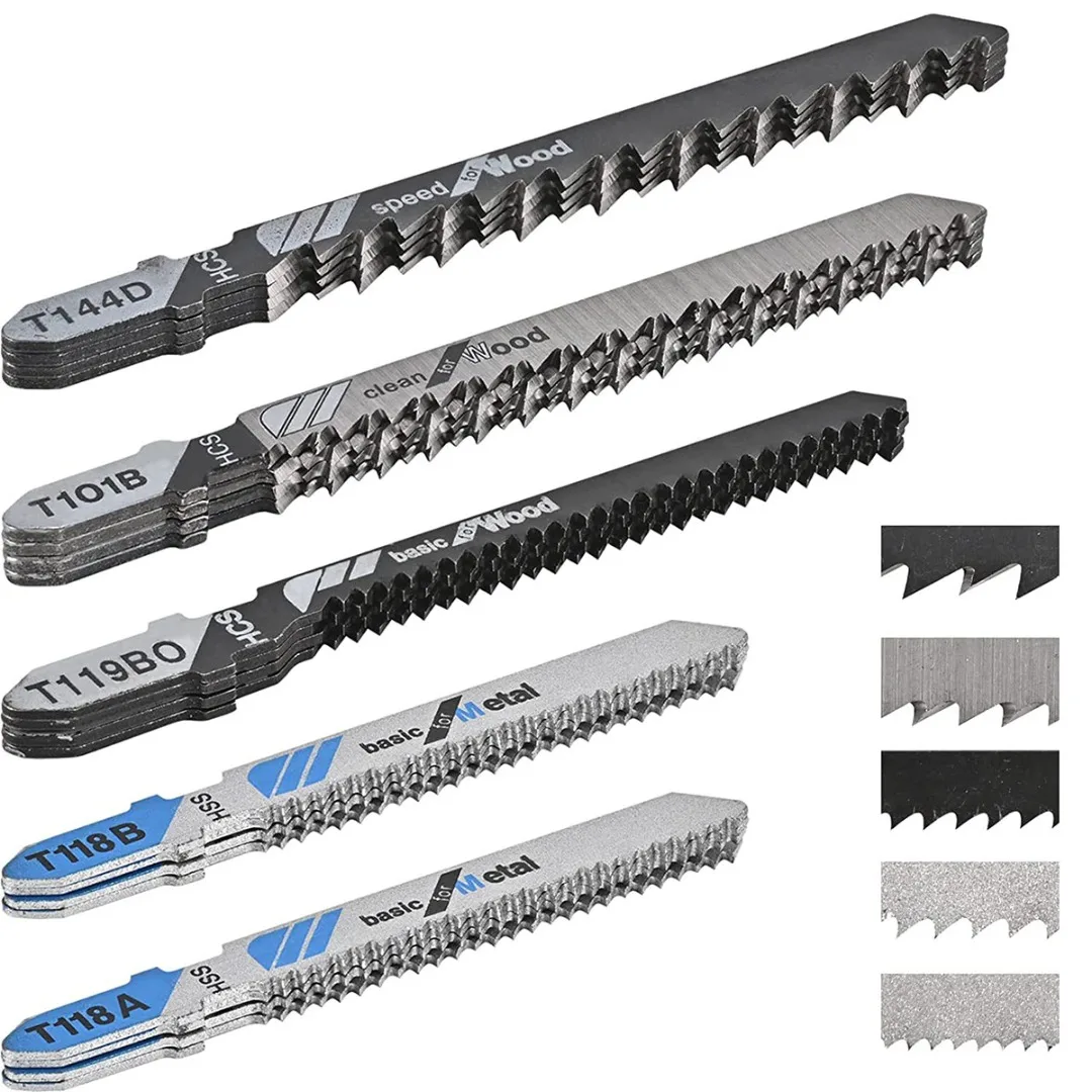 

20 PCS Jigsaw Blades Set Assorted T-Shank Replacement Jig Saw Blades DIY Power Tool Accessories HCS Jigsaw Blades