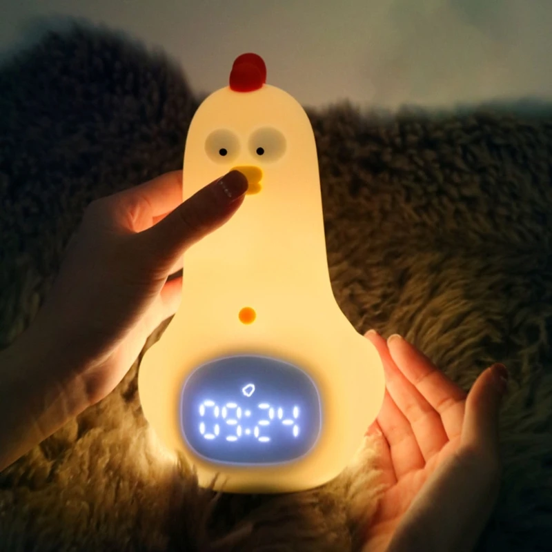3-color Animal Night Light Usb Snooze Clock Christmas Gift For Boys And Girl