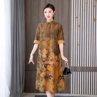 summer modified elegant cheongsam dress loose waist vintage pullover a line 4xl dresses women clothes