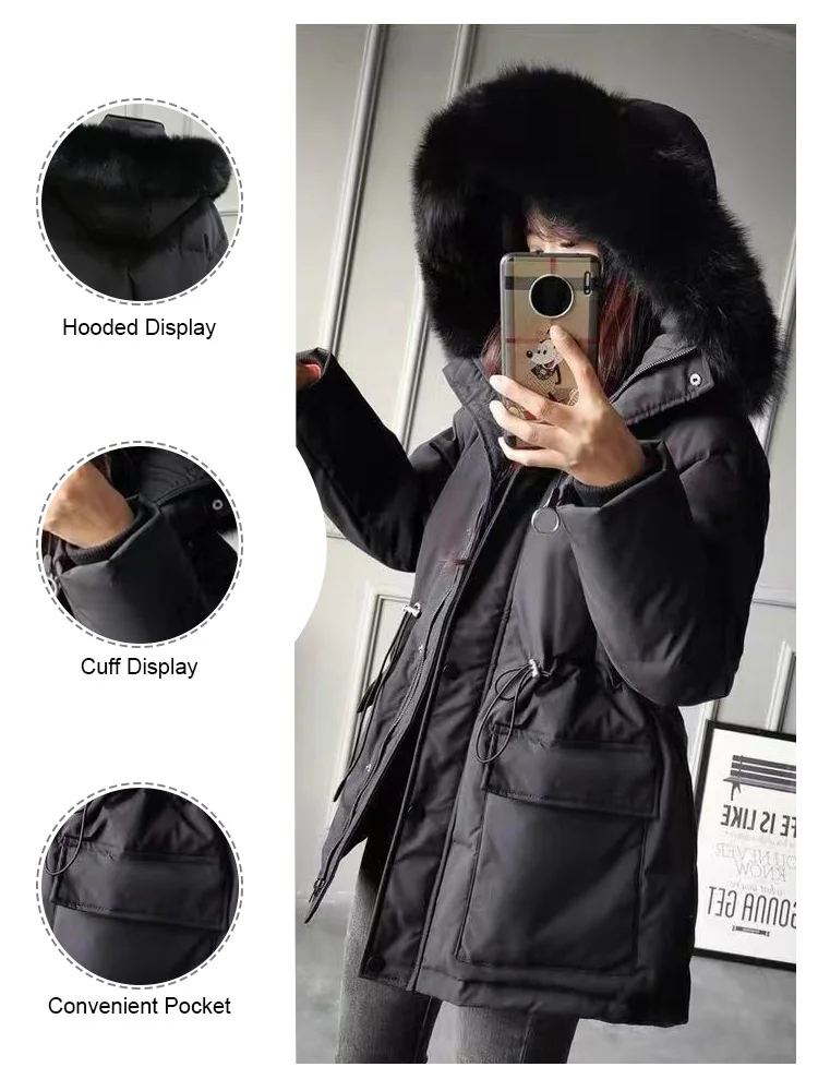 WYWMY Winter Jacket Women Warm Down Cotton Coat Women Hooded Big Fur Collar Short Parkdas Female Clothes Manteau Femme Hiver