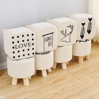 solid wood shoe changing stool household shoe wearing bench cloth artistic stool sofa stool coffee table nordic living room