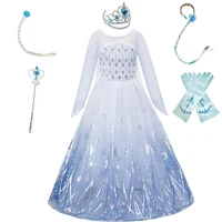 children elsa costume little girls frozen performance fancy dress up kids princess carnival clothes party luxury clothing