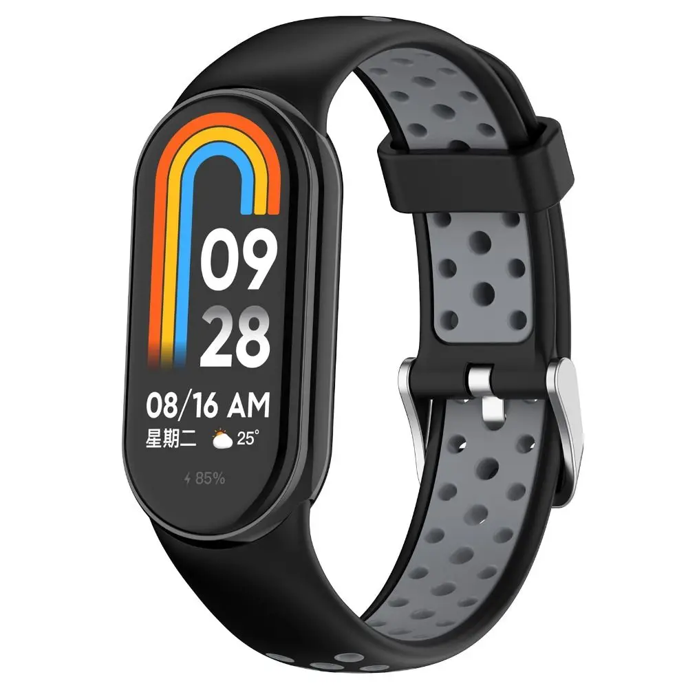 Ремешок силиконовый для Xiaomi Band 8 сменный дышащий двухцветный браслет наручных