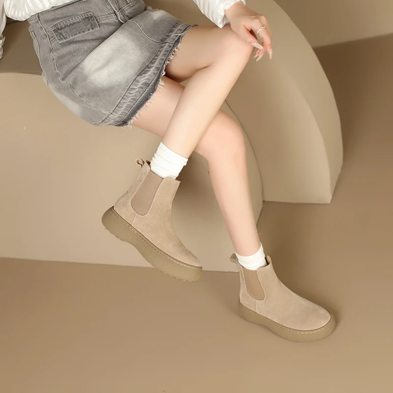 Ботильоны женские замшевые на платформе