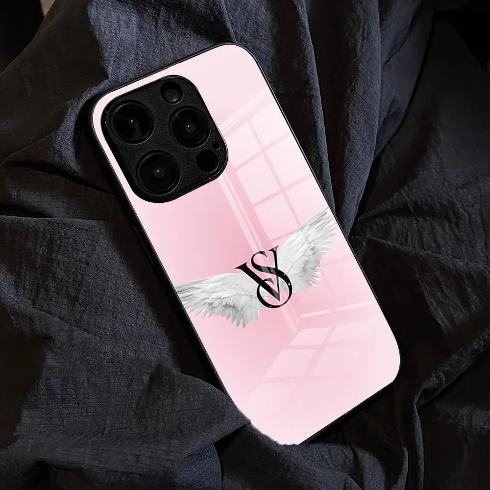 Фото Противоударный стеклянный чехол V-Victorias Pink Secret для iPhone 17 Pro Max, 15 Pro, 16, 14 Plus, 12, 13 Mini, 11 Pro №3