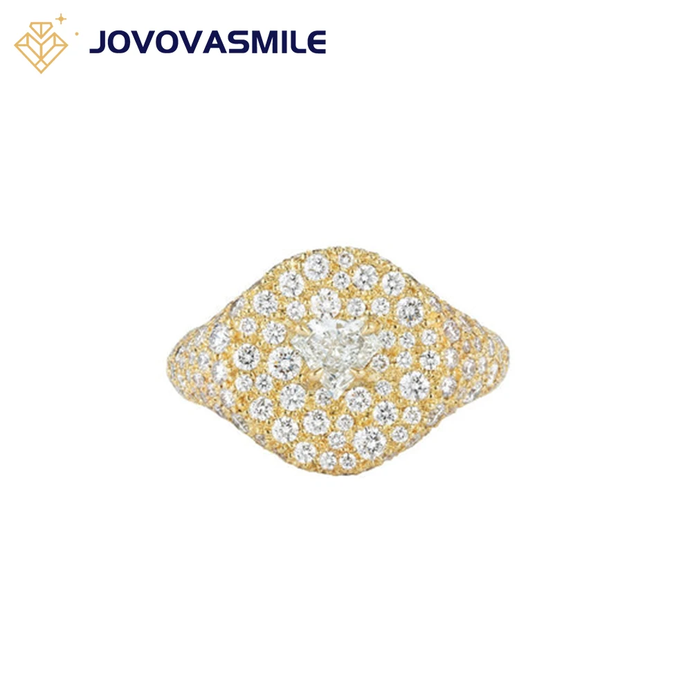 

JOVOVASMILE Vintage Engagement Rings Moissanite 18k Yellow Gold 1carat Center Shield Signet Prive With Certification