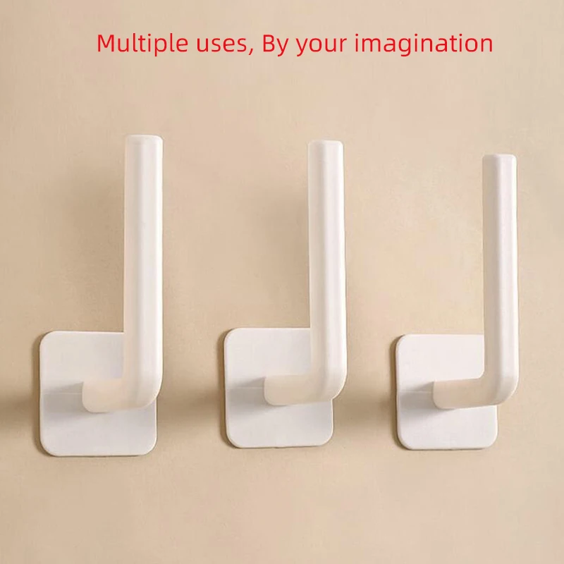 

1 Pcs L-Shape Punch-Free Hook Wall Mounted Cloth Hanger for Coats Hats Towels Clothes Kitchen Rack Roll Bathroom Holder