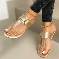 gold clip toe slippers for women summer fashion sandals casual outdoor beach flip flop ladies flat shoes big size 35 43 zapatos