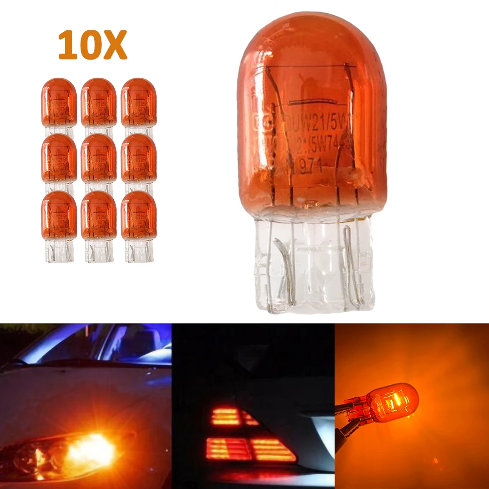 

10PCS/Set T20 7443 W21 5W Clear Glass DRL Daytime Running Lights Turn Stop Signal Brake Tail Light Bulbs Auto Accessories