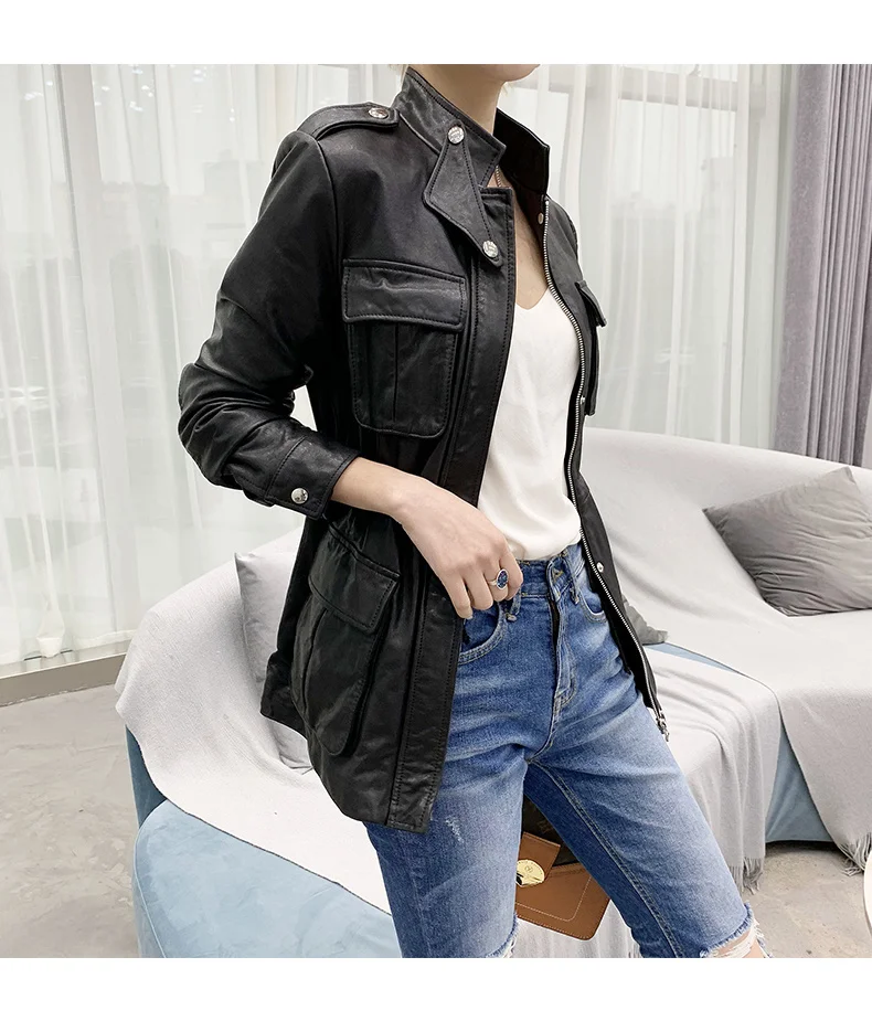 

Hot Sale 2023 100% Real Leather Jacket Women Vintage Sheepskin Coat Spring Autumn Motorcycle Biker Jackets Women Veste Cuir Femm