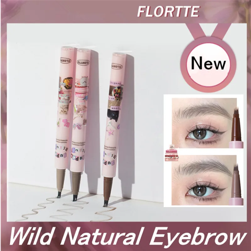 

New FLORTTE Microblading Eyebrow Pen WaterproofLiquid Fork Tip Eyebrow Tattoo Pen Long Lasting Professional Fine Eye Brow Tool