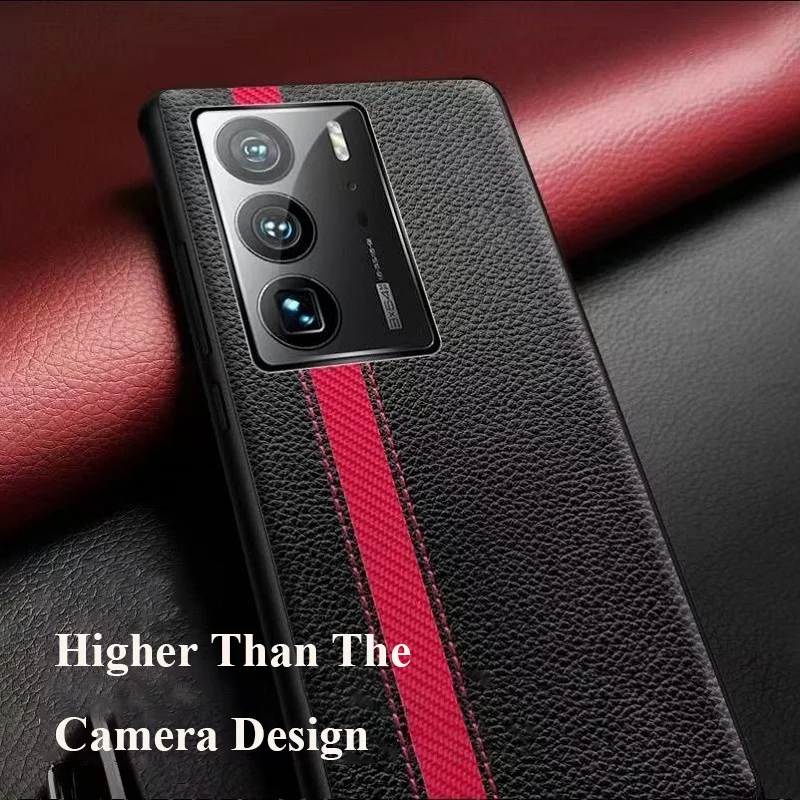 Elegant Luxury Splicing Lychee Pattern Phone Case All-inclusive Anti-drop Anti-scratch Leaher Cover Fit For ZTE Axon 40 Ultra