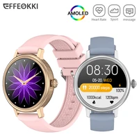 2022 women smartwatch android amoled display color hd round srceen men waterproof multi sport blood pressure amoled smart watch