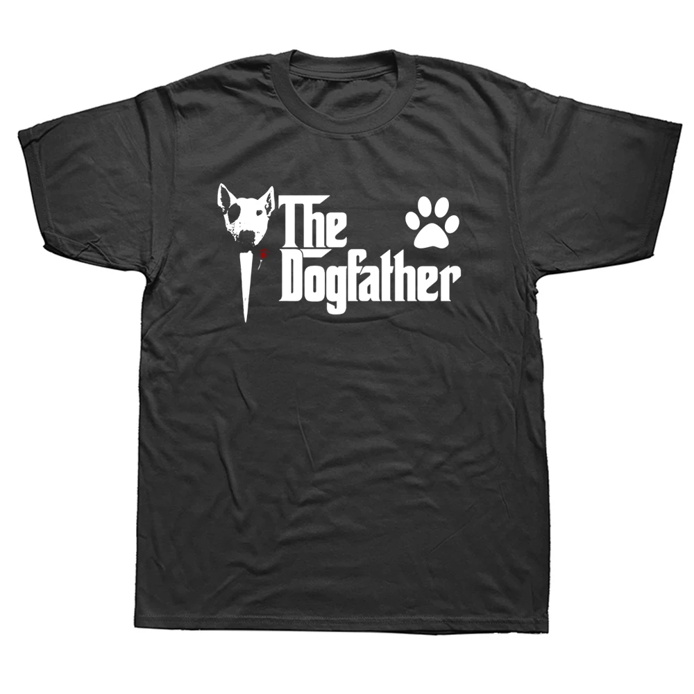 

Summer Men The Dogfather Bull Terrier Dad Tshirt Father's Day Gift Short Sleeve Cotton Streetwear T-shirt Tops Tee Camiseta