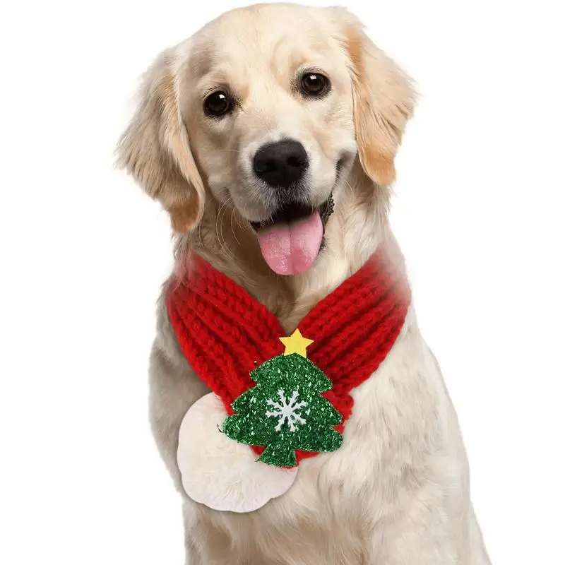 

Pet Scarf Puppy Bandana Winter Neck Warmer Knitted Plush No Knot Design Create A Christmas Mood For Doll Dog And Puppy