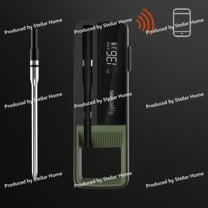 Фото Водонепроницаемый умный беспроводной Bluetooth-термометр для мяса с управлением через приложение для печей для барбекю №3