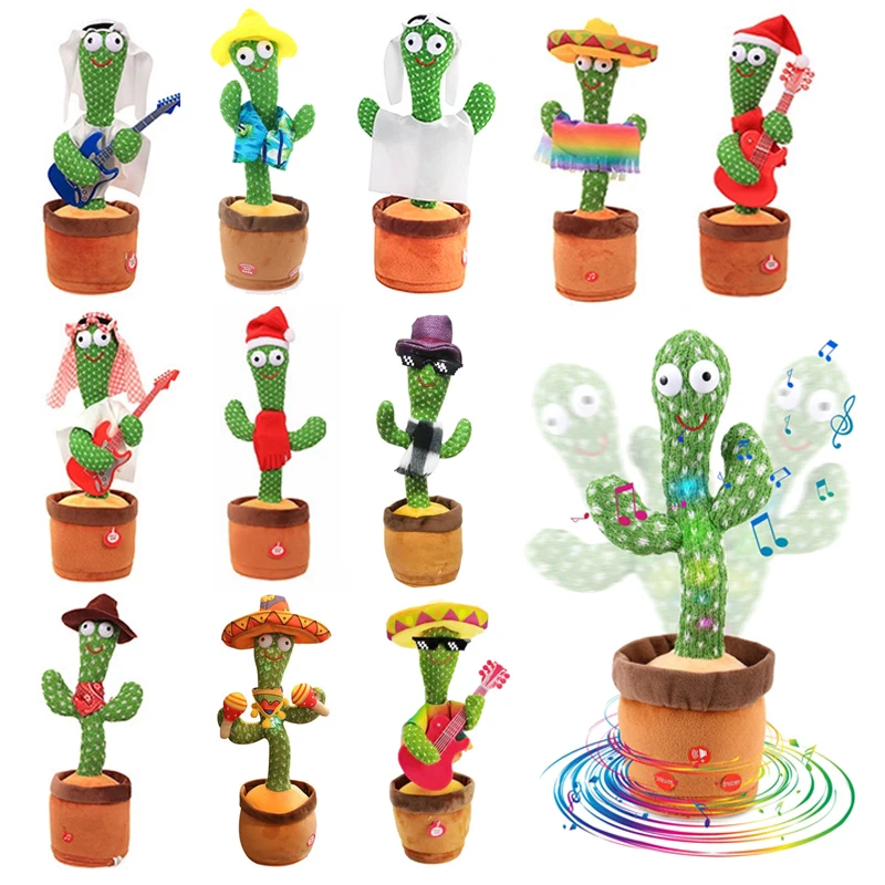 Juguete educativo de peluche de electrón para niños, muñeco de peluche de Cactus parlante, grabación, canto, Rock, Cactus, regalo de cumpleaños