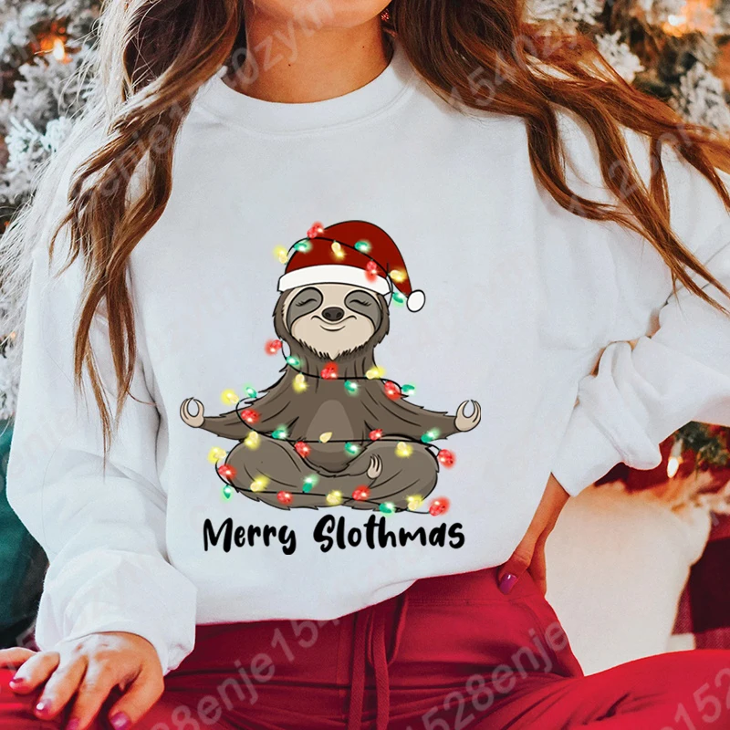 Рождественские женские пуловеры с надписью &quotMerry Slothmas&quot без косточек