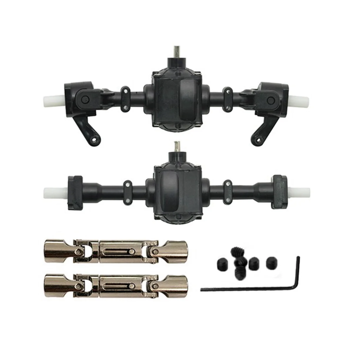 

Upgrade Metal Gear Solid Front Axle + Rear Axle with 1 Set Axle Assembly Spare Parts for 4WD RC Car RC Black