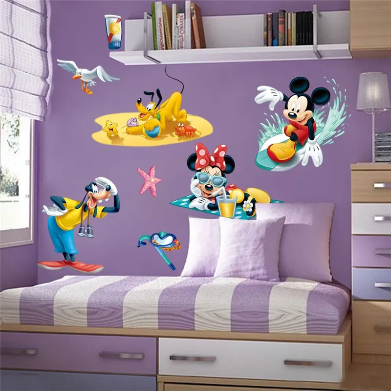

cartoon mickey minnie mouse goofy pluto wall stickers bedroom baby home decor disney wall decals diy posters pvc mural art