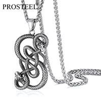 prosteel loki snake ouroboros vintage pendant viking serpent punk necklace for men women gift stainless steelgoldblack colors