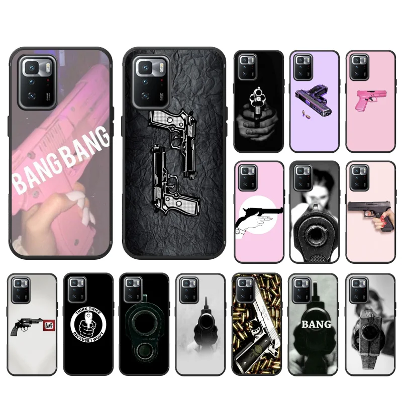 

pistol bang Gun Phone Case for Xiaomi Mi 11T 11lite 11T pro Poco X3 Pro Redmi Note8 Note10 Note9 Pro Note 11Redmi 10 9 9C