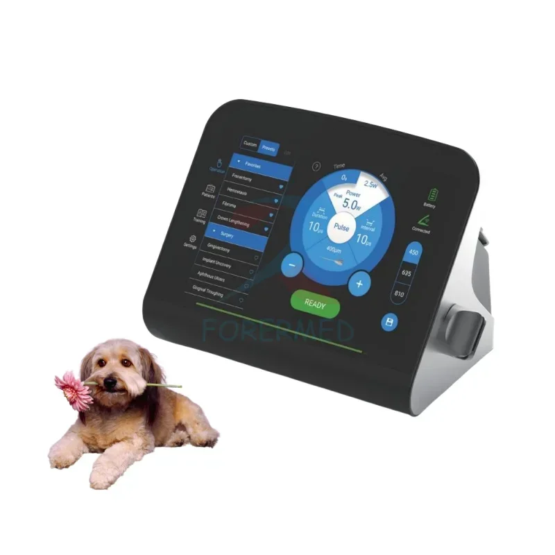 Беспроводной ветеринарный лазер 450 635 нм с сенсорным экраном 8 дюймов для животных