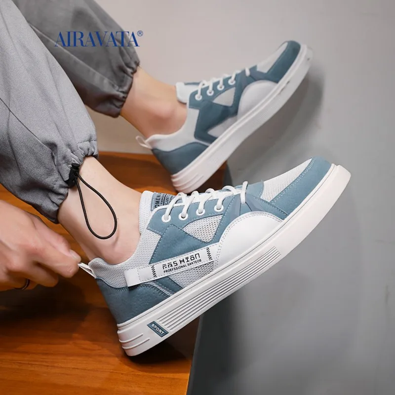 Men Walking Shoes Canvas Male Sneakers Fashion Lace-up Solid Mesh Breather Shoes Rubber Flat Autumn Casual Man Shoes