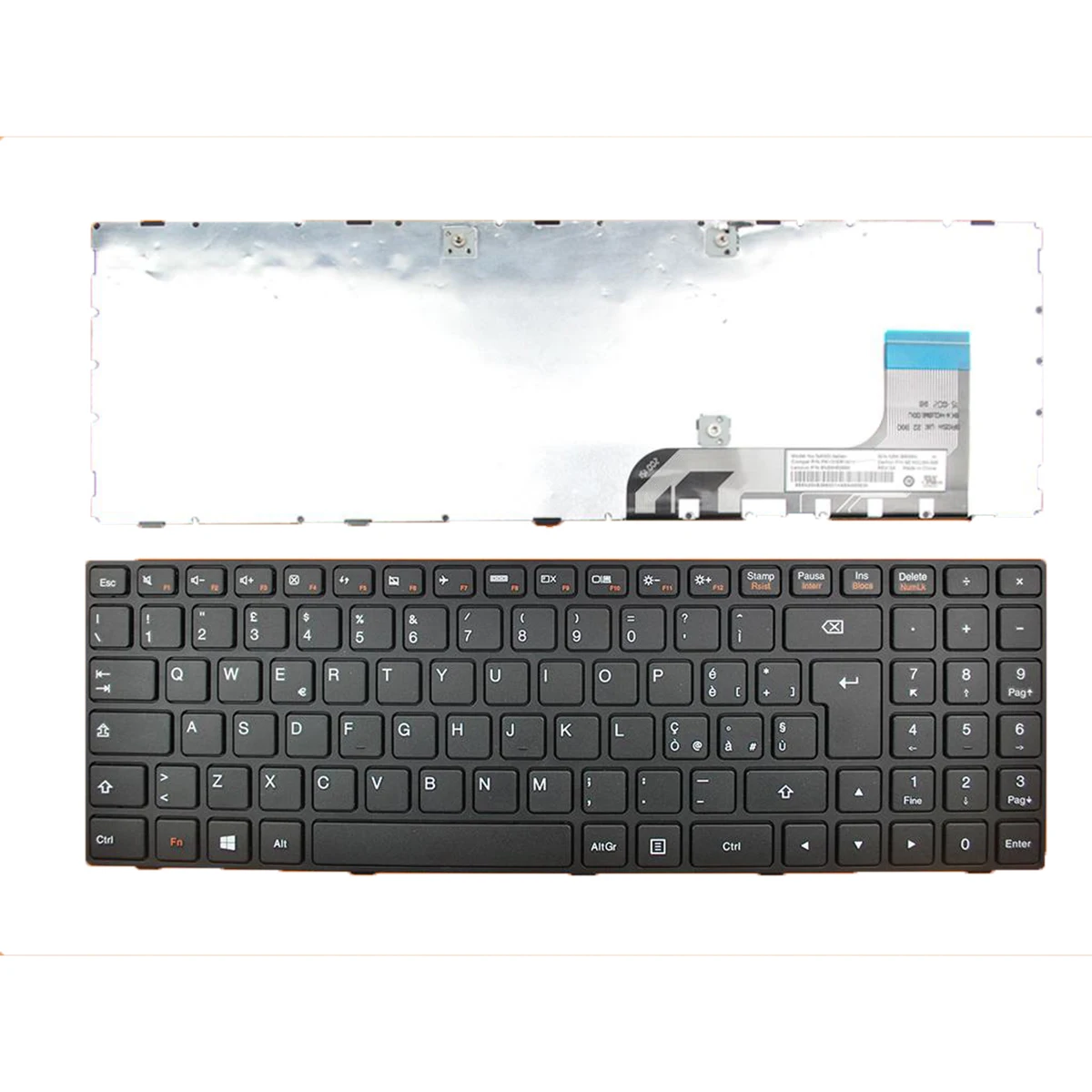 Клавиатура для ноутбука Lenovo Ideapad 100-15IBY 100-15IB итальянская наклейка с рамкой и