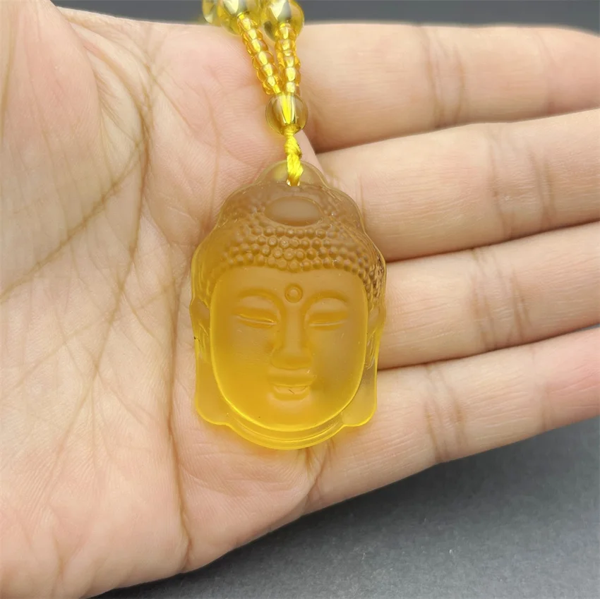 

Buddha Guardian Gods Pendant Necklace Frosted Sakyamuni Buddha Head Charm Men and Women Amulet Necklace Buddhist Religious Jewel