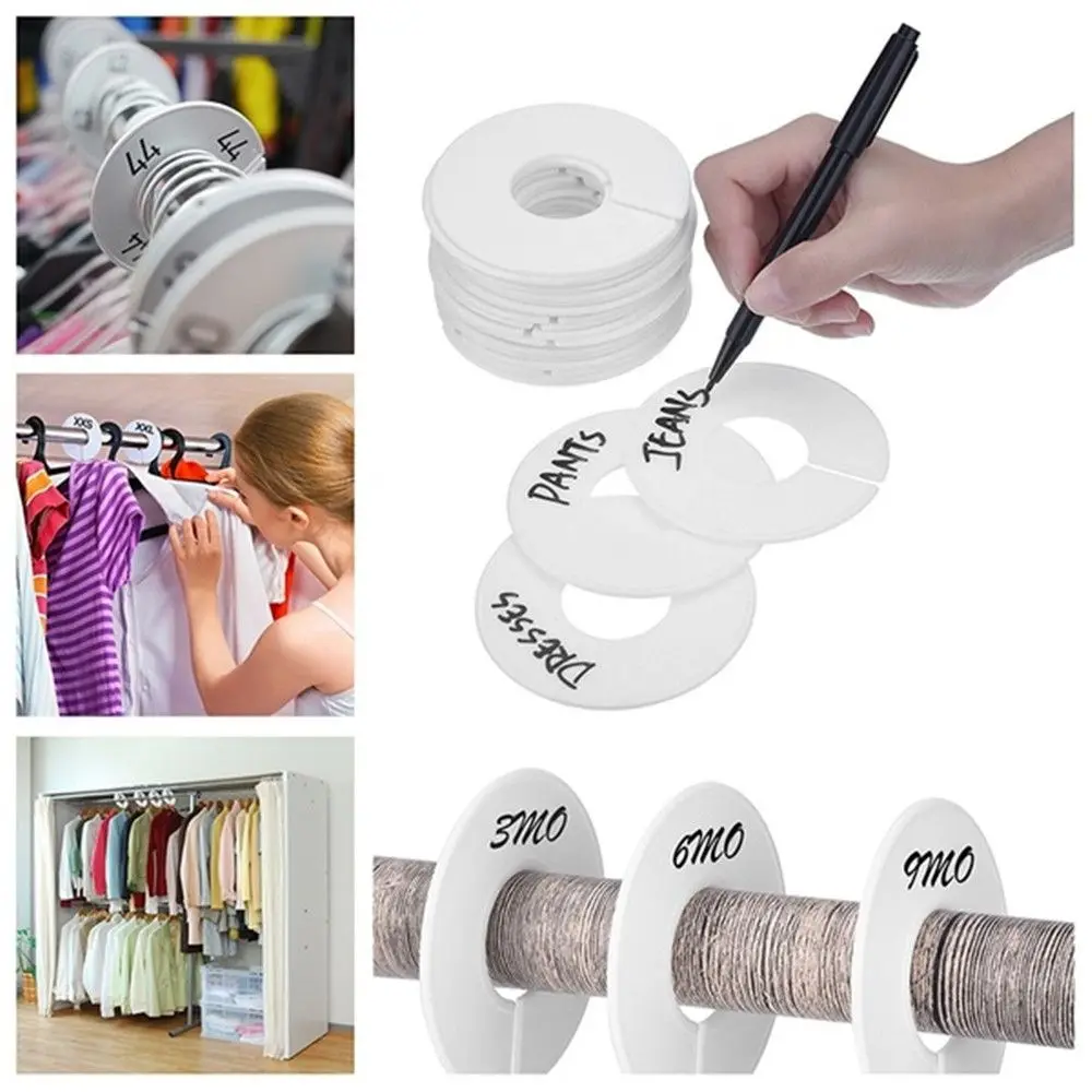 5/10PCS DIY Clothing Size Dividers Round Hangers Closet Dividers for Clothes Stores Home White Blank Dividers Hanging Organizer