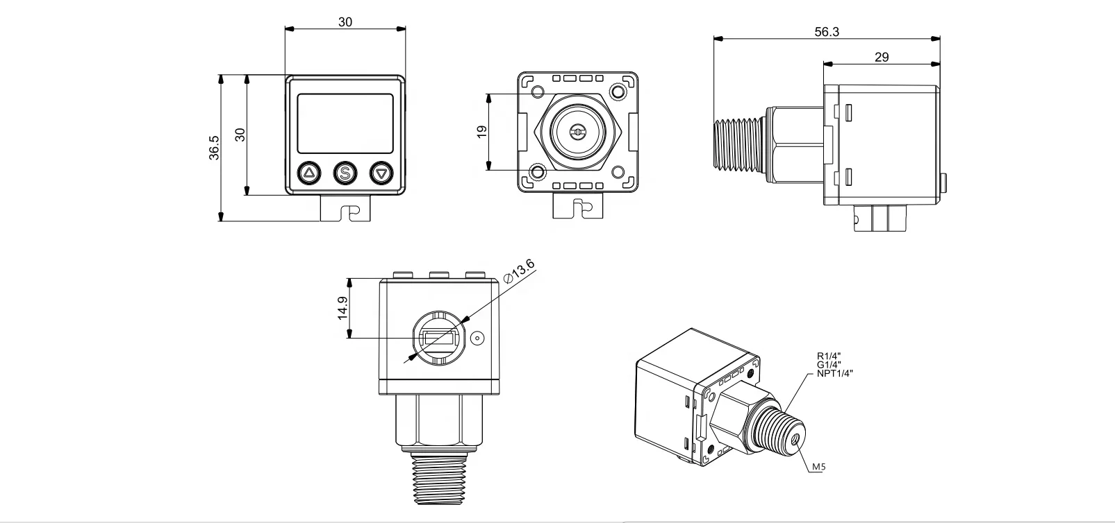 Датчик давления воздуха серии DPS высокоточный цифровой датчик со светодиодной