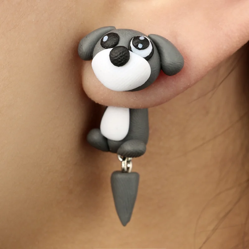 3D мультфильм милый кулон для животного женские серьги полимерная глина ручной