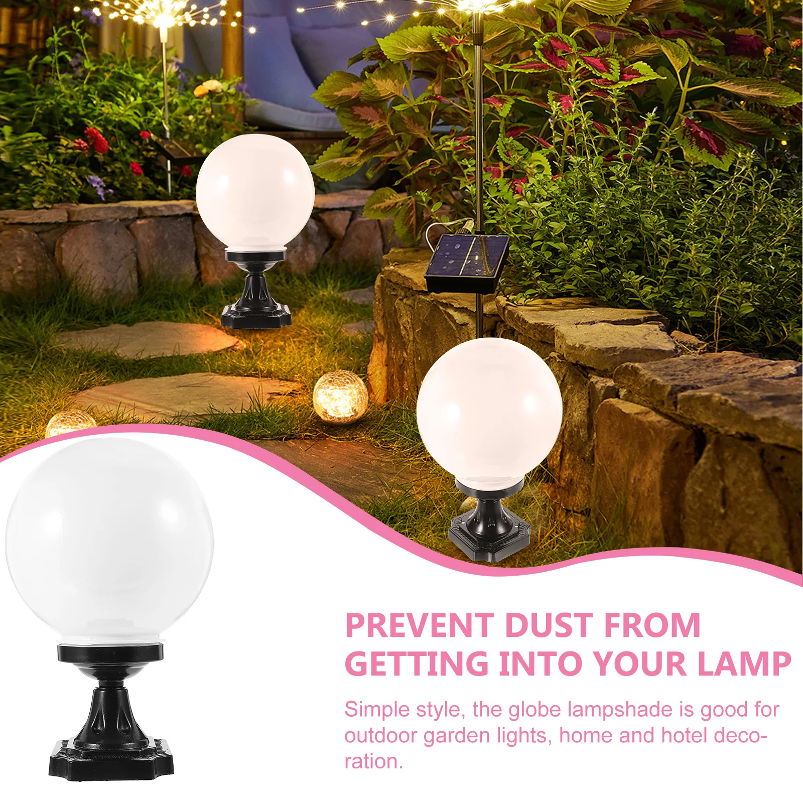 

Осветительный прибор, садовый шарообразный абажур, сменная сферическая лампа, крышка, настенная стойка
