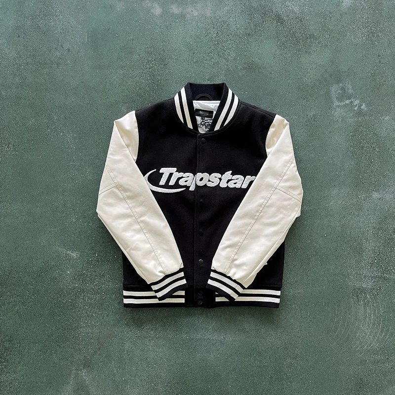 

Luxury Brand high quality Trapstar London Jacket Men Women 1:1 Best Quality Towel Embroidery Leather Sleeve Baseball Coats Varsi