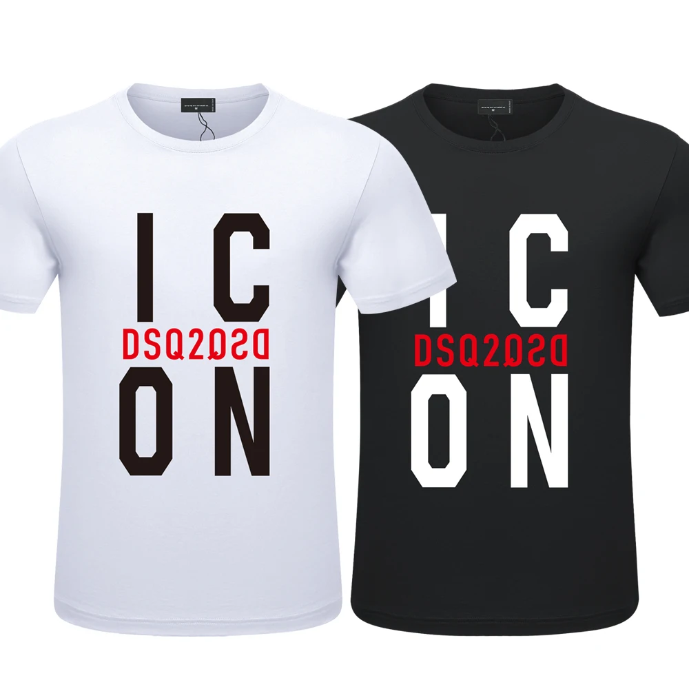 

Summer men's T-shirt DSQ2 brand printed letter round neck short sleeve street hip-hop cotton polo shirt large size
