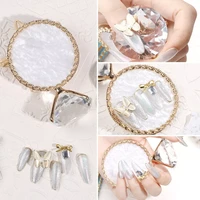 1pc jewelry display plate acrylic golden rim imitation agate palette with diamond decor nail polish gel photography props