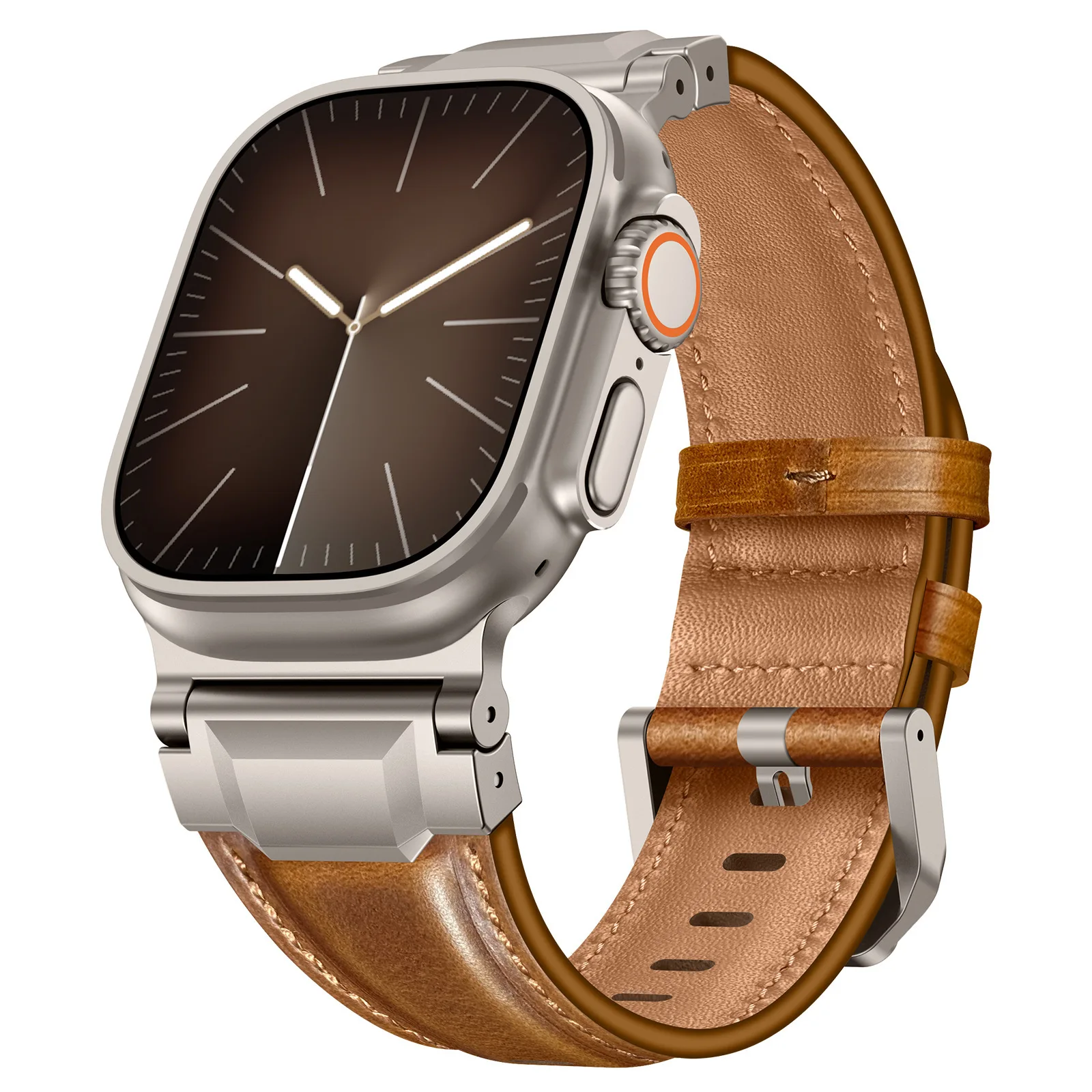 Фото Ремешок из натуральной кожи для Apple Watch Ultra 3, 2, 49 мм, 44 мм, 45 мм, 46 мм, браслет, ремешок для iWatch серий 11, 10, 9, 8, 7, 6, 5, SE, Correa №2