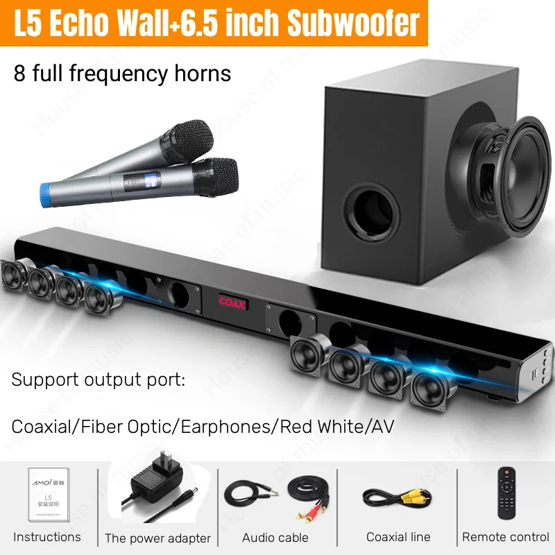 

2023 New 5.1 Bluetooth Wireless Sound Bar Karaoke Sound System Tv Soundbar Speakers External Subwoofer For Tv Home Theater Suit