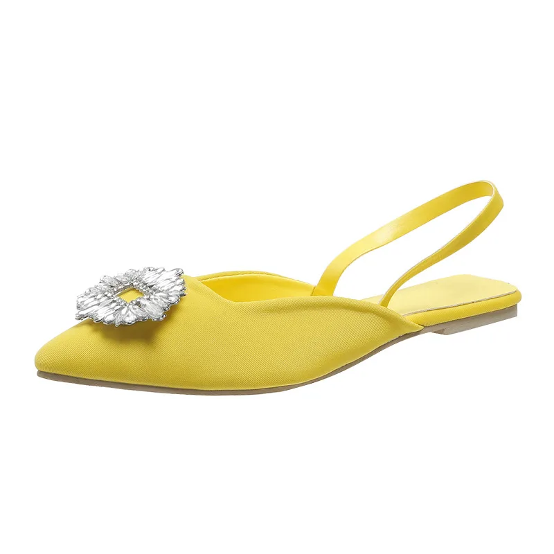 New Women Shoes Summer Sandals Pointed Toe Diamond Shoes Woman Flats Back Strappy Shoes Ladies Sandals Mules Sandalias De Mujer