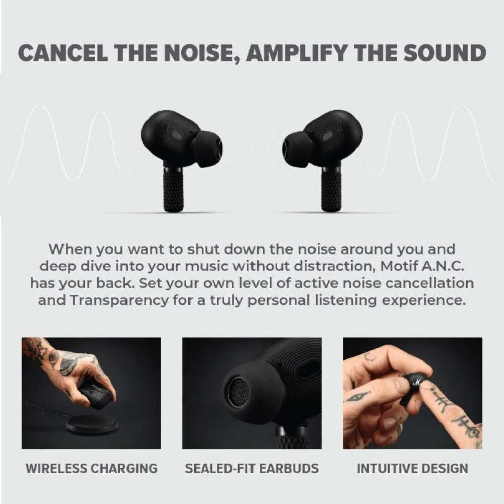 Фото Беспроводные наушники с шумоподавлением для Marshall Motif A.N.C TWS, Bluetooth-гарнитура для музыки, совместимые с Oppo A98, Vivo V27 Pro №3