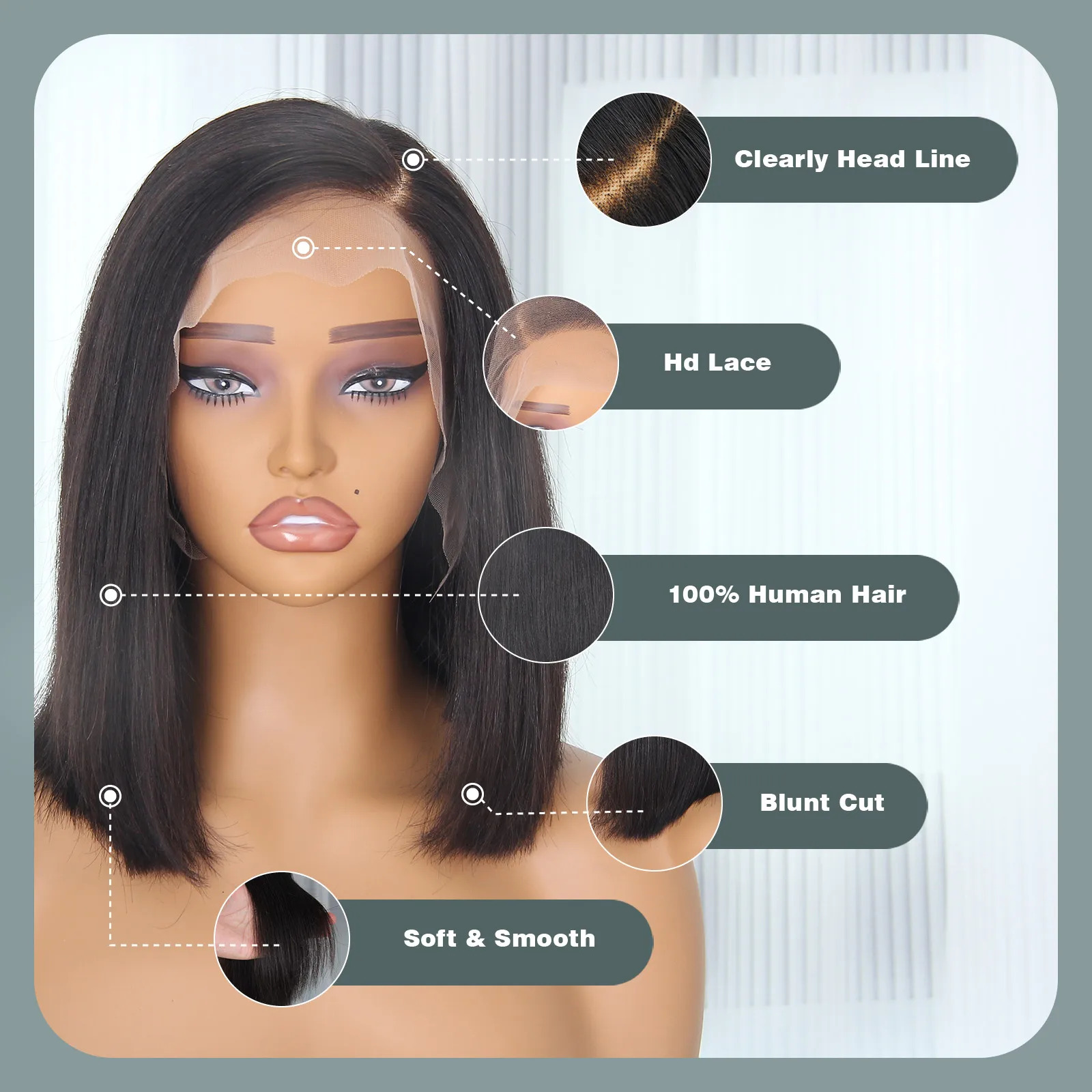 Парик Боб из человеческих волос 13x4 HD кружевные передние бесклеевые прямые парики