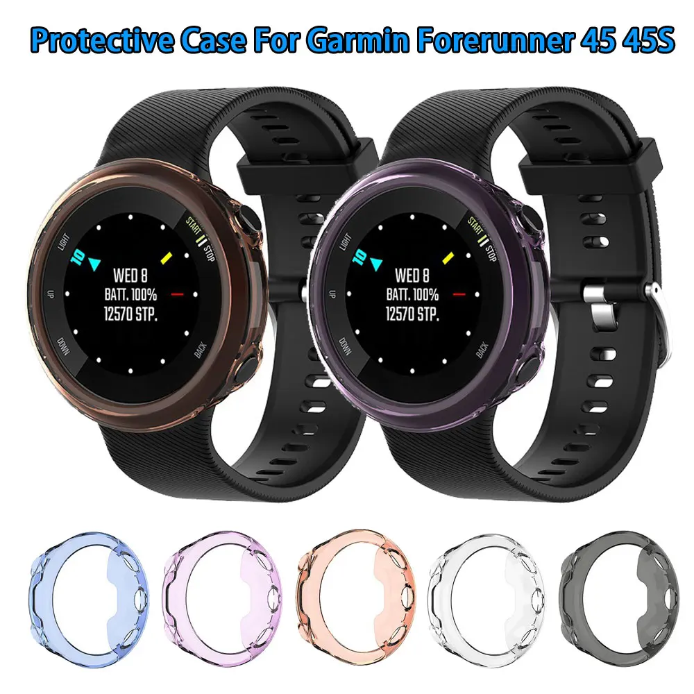 

Защитный чехол для часов Garmin Forerunner 45 45S, полная защита, Мягкий бампер для экрана из ТПУ, рамка, чехол для часов