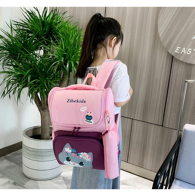Girl Boy Students Astronaut Cartoon Space Schoolbags New Children Fashion British Style Backpacks with Pen Bag for Grade 1-3 Hot