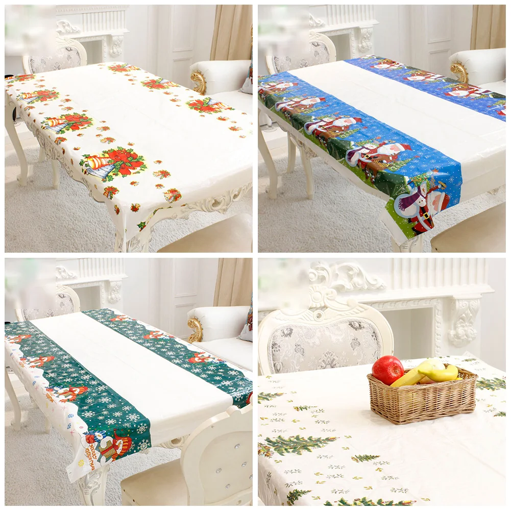 

Christmas Tablecloth Commercial Place 110*180cm Christmas Decorations Dinner Tables PVC Tablecloth 100% Brand New