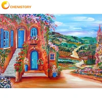 chenistory painting by numbers town landscape oil picture by number handpainted 60x75cm frame modern home decorations diy gift
