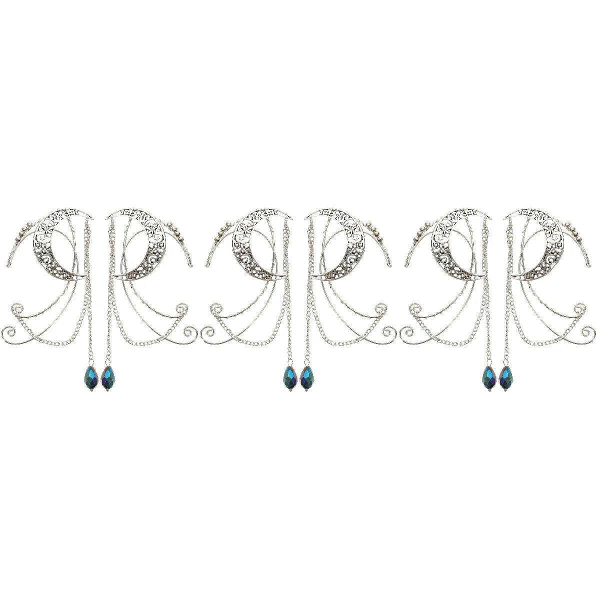 

Женские серьги-клипсы «Луна» 3 пары, 1, 4 х8, 7 см