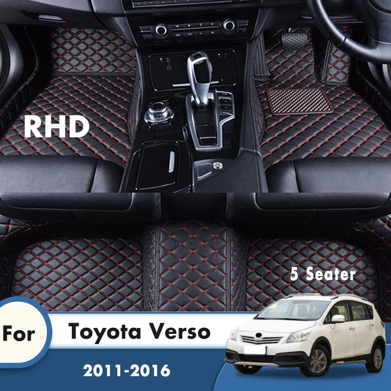 

RHD Car Floor Mats For Toyota Verso 2016 2015 2014 2013 2012 2011 5 Seater Leather Styling Custom Front & Rear Side Foot Pads