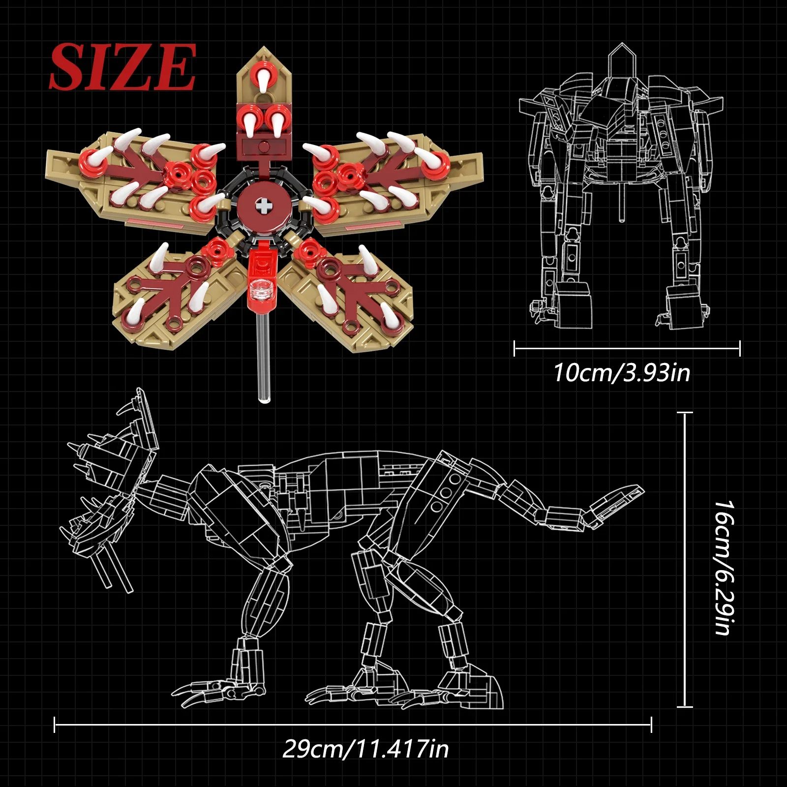 473 шт. Детский конструктор Demodog Monster Eleven Brickheadz